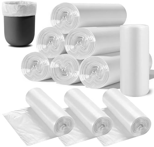 Small Bin Bags 300 Counts, 3L Mini Desktop Bin Liners, Bathroom Desk Car Trash Bags Food Waste Bin Bags White Trash Bags for Wastebasket - 30 x 35 cm