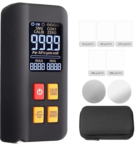 Misuratore di spessore digitale for vernice for auto, sonda doppia Fe/NFe, gamma 0-1500μm, display LCD, alta precisione 0,1μm,Prove non distruttive