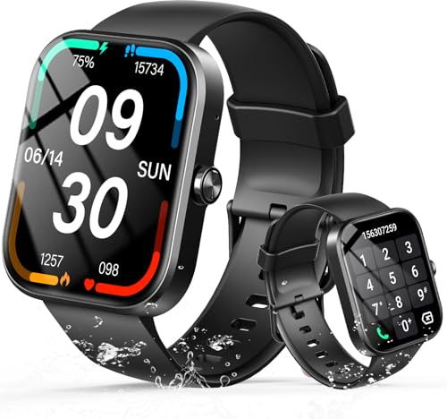 Smart Watches for Men Women, 1.91 HD Fitness Watch with Heart Rate/Sleep Monitor/Step Counter, Smartwatch With Bluetooth Call, 112+ Sports Modes IP68 Waterproof Lightweight Watch for Running Black