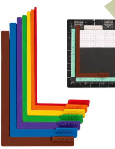 Paper Crafting Alignment Guide Set with Case, 7 Pcs Coded Spacing Tools | Precision Layering Matting Spacers Full Set With Size Tabs For Card Making And Scrapbooking, Color-Coded Tools 1/16 To 1/2 In