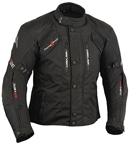 BOSmoto Motorrad Textiljacke Herren Wasserdicht Winddicht mit Protektoren - Sommer & Winter Jacke für Motorradfahrer (DE/NL/SE/PL, Alphanumerisch, M, Regular, Regular, Schwarz)