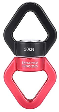 Sicherungsgeräte Klettern Abseilgerät Drehbare Karabinerhaken zum Klettern, Karabinerhaken, 30KN, Kletterstecker, drehbare Drehvorrichtung für Web Tree Swing, Schaukeleinstellung( Rot & Schwarz)