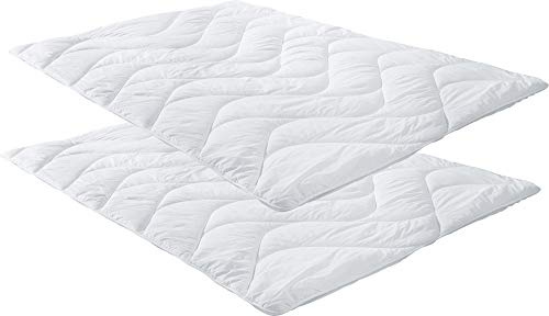 Erwin Müller Leicht-Steppbett Lech mit Faserfüllung 2er-Pack weiß Größe 135x200 cm - optimaler Feuchtigkeitsabtransport, pflegeleicht, waschbar, in ergonomischer Wellensteppung