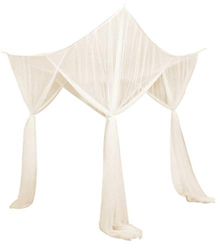 Europäische Art Bettwäsche Baldachin 4 Eckpfosten Moskitonetz Vorhang Indoor e Outdoor, Beige, 210x190x24cm
