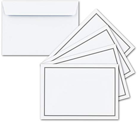 50x Trauer-Brief-Umschläge DIN C6 mit grauem Rahmen - 114 x 162 mm - Haftklebung ohne Fenster - Trauer-Rand in Schwarz - TrauerPapiere by GUSTAV NEUSER