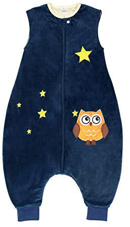 Baby Schlafsack mit Füßen 1.5 Tog Flanell Unisex Baby Schlafsäcke Ganzjährig Cartoon Babyschlafsack mit Beinen, 90cm/Baby Höhe 100-110cm