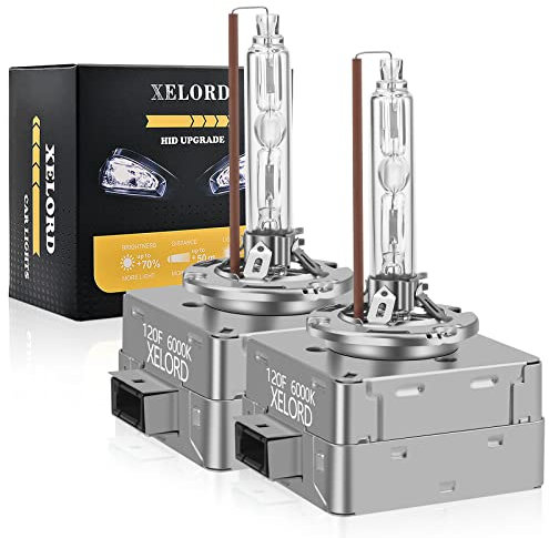 XELORD D1S Xénon Ampoules 35W HID 6000K Blanche Lampe Phare au Remplacer pour Voiture (Pack de 2)