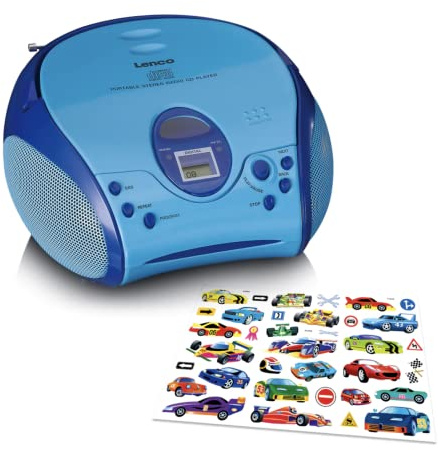 Lenco SCD-24BU KIDS - CD Player - Radio-CD Player - auch für Kinder | SCD-24Kids - Tragbar - CD Spieler - Stereo - LCD - Display - Kopfhöreranschluss