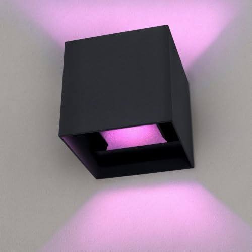 Ledvion Nevada, Smart LED Wandleuchte, Schwarz, RGBWW, Innen & Außen, Wandlampe, Außenlampe, IP54 | Für Einfahrt Gartenweg Terrasse oder Fassade geeignet und klar auf den Außeneinsatz ausgerichtet