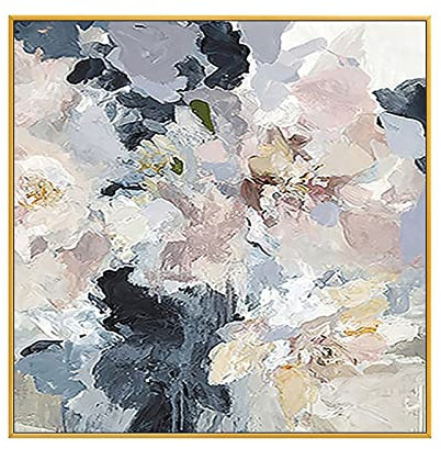 JIAREN Ölbilder Auf Leinwand Handgemalt,Große Abstrakte Blaue Textur Blumen Leinwand Wandkunst Moderne 100% Handgemalte Ölgemälde Auf Leinwand Kunstwerke Für Wohnzimmer Schlafzimmer Heimdekorationen,