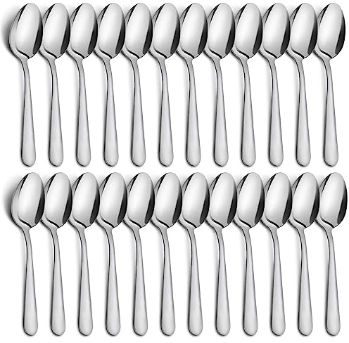 24-Piece Dinner Spoons Set, Funnydin 6.7 Stainless Steel Spoons Silverware, Durable Dessert Spoons, Table Spoon Use for Home, Kitchen and Restaurant - Mirror Polished, Dishwasher Safe