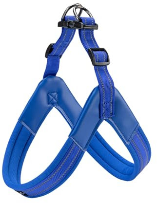 EXCELLENT ELITE SPANKER No Pull Hundegeschirr Step-in einstellbare reflektierende Weste weich gepolstert leicht Haustier Brustgurt mit Leine Clips für kleine mittlere große Hunde(S-BLU)