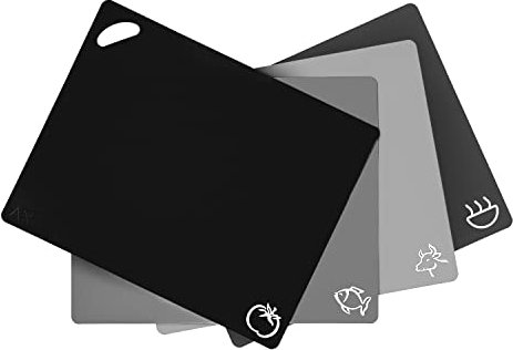 Axer Kunststoff Schneidebrett Set - 4x Küchen Schneidebrett Kunststoff Groß - Flexible Schneidebretter Spülmaschinenfest - Cutting Board Set - Frühstücksbrettchen Spülmaschinenfest