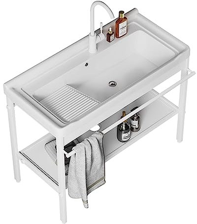 Utility sinks for a laundry room ,laundry tub sink ,utility sink laundry tub with washboard,With water pipes, mounting screws, suitable for balcony, garden, laundry room, garage, bathroom ( Size : 32