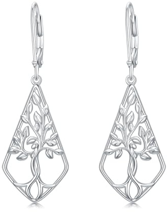 VONALA Baum des Lebens Ohrringe 925 Sterling Silber Filigrane Teardrop Leverback Ohrringe Lebensbaum Baumelnden Ohrringe Schmuck Geschenke für Frauen Damen
