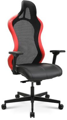 TOPSTAR Bürostuhl Gamingstuhl Sitness RS Sport Plus Continental Kunstleder inkl. Armlehnen rot/schwarz | Made in Germany | Ergonomisch | höhenverstellbar | Geprüfte Sicherheit nach GS-Intertek