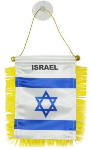 Wudaizhi Mini Bandera de Israel 6'' X 4'' - Banderín israelí - judío 15 X 10 cm - Banderines Miniatura de 4x6 Pulgadas con Ventosa