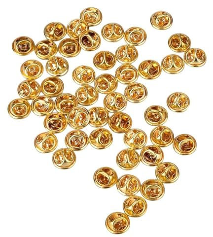 ShanBye Metall-Verschlussstift Rückseiten, 50 Stück Stiftkappe Revers Stecknadelhalter Verschluss, golden, Butterfly Finish, Poliert, Claspen für Anstecker