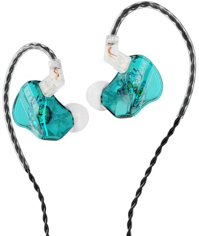 Yinyoo KBEAR - Auricolari in-ear Storm 1DD, con cavo, professionali, con cavo IEM con suono cristallino, jack da 3,5 mm, per musicisti, cantanti, musica (verde chiaro, senza microfono)