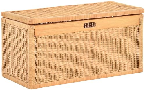 Korb mit Deckel Rattan geflochten Regalkorb, Schrankkorb Aufbewahrung (Honig, 68cm Breit)