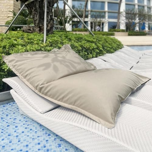 Sitzsack-Stuhl, 140 x 180 cm, dicker, weicher Baumwoll-Leinen-Sitzsackbezug ohne Füllung, quadratischer Sitzsack, Chaiselongue, Zuhause, Outdoor, Kissen, Lounge, Pouf, Salon, Schlafsofa(1-light kahki)