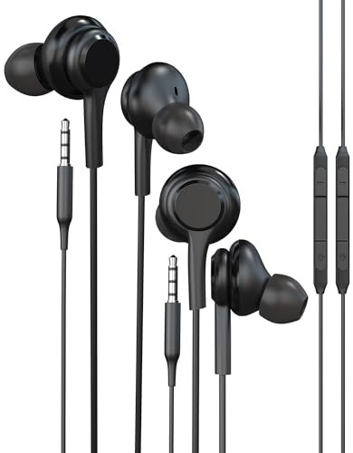 3,5mm Cuffie Con Filo Compatibile Per Samsung Smartphone(2 Pack)Gaming Microfono In Ear Earbuds Auricolari Jack Auricolare Adattatore AUX Audio Cavo Cuffia Cuffiette Telefono Headphones Cablate S10-ej