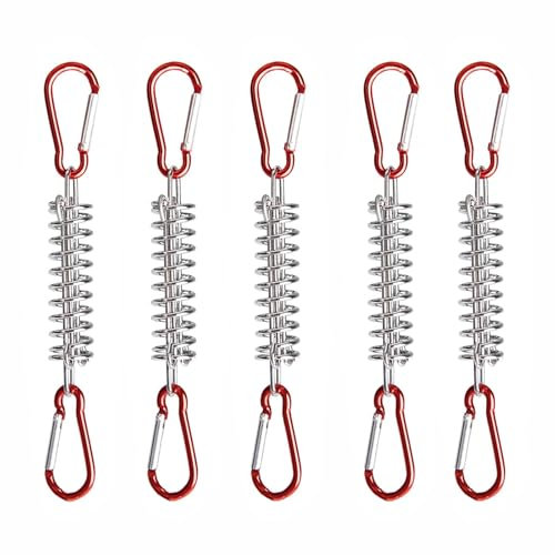 EKalgretrA Spannfeder Sprungfedern 5 stücke Markise Leichte Frühling Winddicht Befestigung Schnur Spanner Schnalle Outdoor Camping Mit Karabiner Stahl Zelt Seil Spanner(Red)