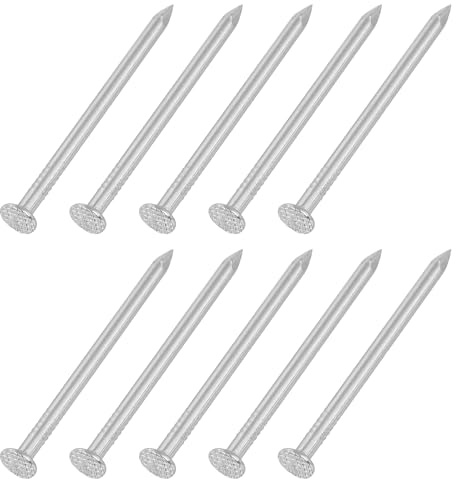 sourcing map 50Pcs Small Hardware Nails, 6D x 2 304 Stainless Steel Round Head Nail Common Finishing Nail for Household Woodworking Picture Hanging DIY Projects, Silver