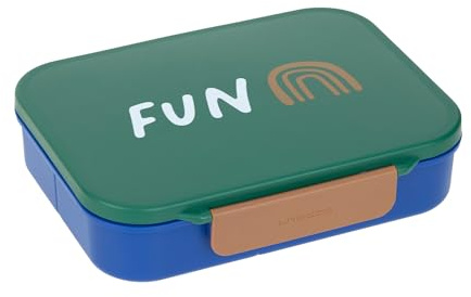LÄSSIG Kinder Bento Lunchbox Brotdose mit Fächern Little Gang Rainbow Green | Für Kindergarten und Schule, mit herausnehmbarer Trennung, robust, bruchfest, spülmaschinengeeignet