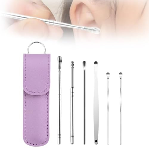 Pulitore per le orecchie, set di strumenti per la pulizia delle orecchie, kit per la pulizia delle orecchie, set di strumenti portatili per la pulizia del cerume a spirale (Viola)