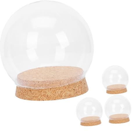 FELTECHELECTR 4pcs Flower Glass Dome with Cork Stopper 12cm Glass Cover for Preserved Flower Decoration for Home and Holiday Display