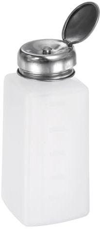 QUARKZMAN Lösungsmittel-Alkoholspender 250ml (8.5oz) Druck-Flüssigkeitspumpenflasche mit abdichtendem Edelstahldeckel für Aceton Reinigungsmittel Polish Remover, Weiß