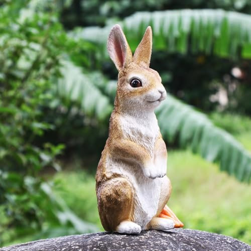 JARPSIRY Statue de jardin en forme de lapin debout - Décoration d'extérieur - Figurine de lapin en résine - Sculpture d'art pour maison, terrasse, pelouse, balcon, décoration de Pâques, cadeau de