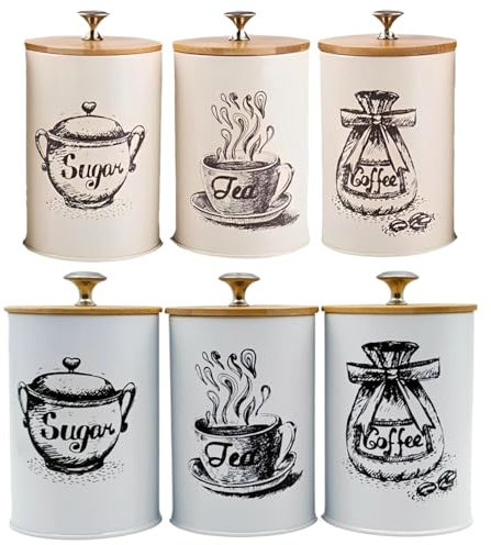 Lot de 3 boîtes à café moulu pour café moulu - Couvercle hermétique - Lot de 3 pots à café moulu pour café moulu et thé - Organiseur de cuisine