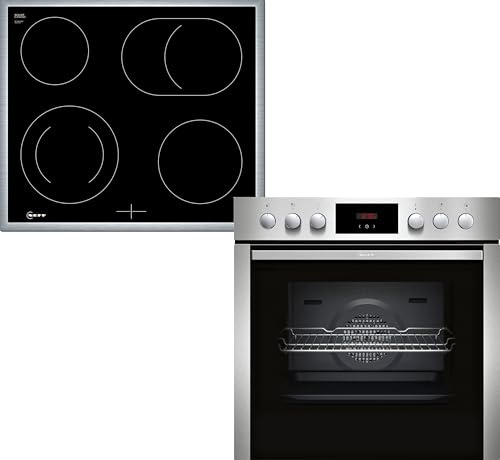 NEFF EDX40, Herd-Set bestehend aus E1CCD2AN3, N 30, Herd, 60 x 60 cm, EasyClean Reinigung, CircoTherm, LED-Display & M13R42N2, N 50, Elektrokochfeld, Bräterzone, Edelstahlrahmen