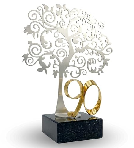 JOYERIA EL FARO Placa Conmemorativa Personalizada con Grabado | Regalo Original de cumpleaños, Estuche Premium, Detalle único y Especial, 90 cumpleaños