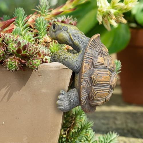 Gartendeko Schildkröte Figuren, Lustig Gartenfiguren Tiere Gartendeko für Draußen, Wetterfest Harz Tiere Gartenstatuen für Zimmer Balkon Deko, Garten Deko Figur Geschenke für Frauen/Mama (Schildkröte)