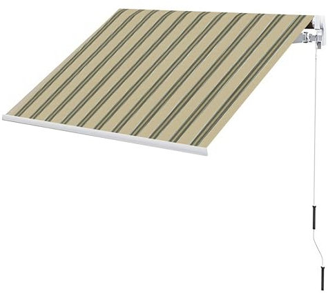Aeffe Tenda da Sole a Caduta 300 x 250 Centimetri cm Avvolgibile, Estensibile, con Struttura in Alluminio Tessuto 280gr/mq (Beige e Verde)