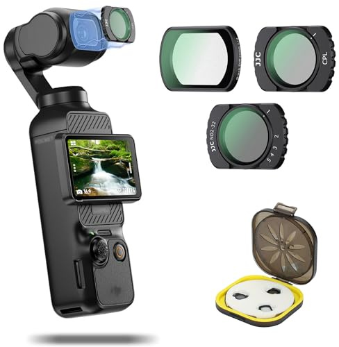 JJC 3 Pack Magnetic Osmo Pocket 3 4 ND CPL Black Mist Filter Set,Variable ND2-32 Black Pro-Mist 1/4 Filters for DJI Osmo Pocket 3 4,Pocket3 Pocket4 Neutral Density Circular Polarizing Lens Accessories