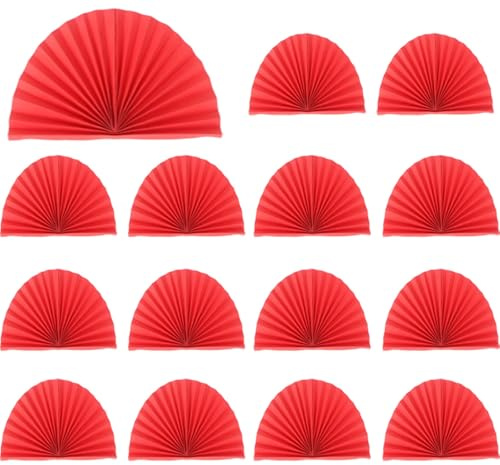 CHUYIX Lot de 15 éventails en papier - Décoration de gâteau en feuille de palmier - Décoration de jardin - Éventails en papier frais et élégants - Pour mariage, anniversaire, fête