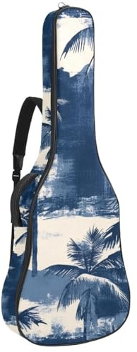 Tasche für Akustikgitarre, 1 cm dicke Polsterung, wasserdicht, Oxford-Stoff, Gitarrentasche, Rucksack für 40-42 Zoll E-Bass, klassische Gitarren, Vintage-Kunst-Stickerei, Blumenmuster, Mehrfarbig 10
