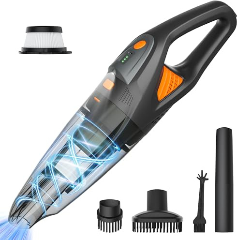 GHUSTAR Handheld Vacuum Cleaner Cordless - 25000PA Strong Suction Handheld Car Vacuum Cleaner Portable with Multi Nozzles - Lightweight Dust Buster Rechargeable for Home, Car, Office, Pets, 2 Levels