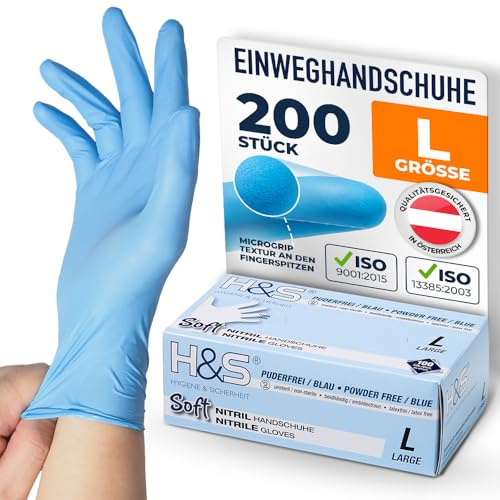 ISC Hygiene & Safety Einweghandschuhe Nitril – Blau, L, 200 Stück | latexfrei, Handschuhe Einweg, Einmalhandschuhe, Nitrilhandschuhe, Gummihandschuhe, puderfrei