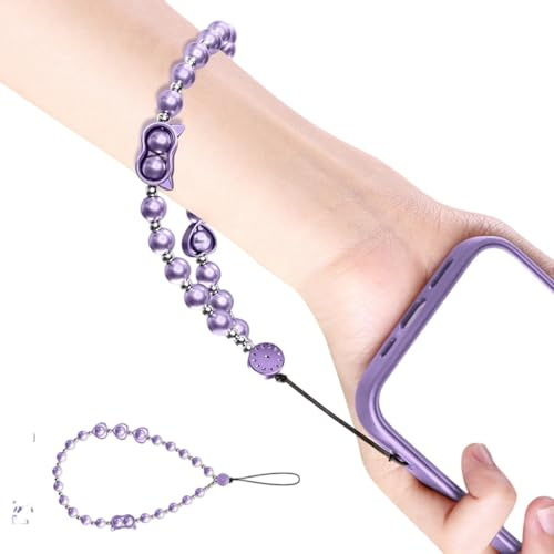 Sangle de téléphone multifonction réglable avec cordon solide et perles pour utilisation sur smartphone, cordon de téléphone avec perles