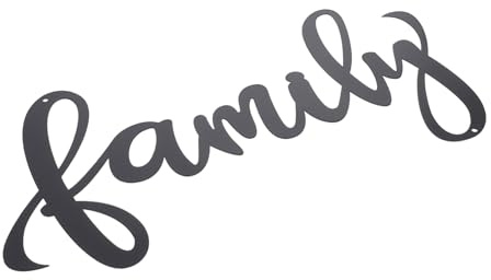 Eisen Wandbehang Family in Schwarz für Zuhause und Büro | Dekorative Wanddekoration, Kunstvolle Buchstabenform, Chic und Filigran Gestaltet