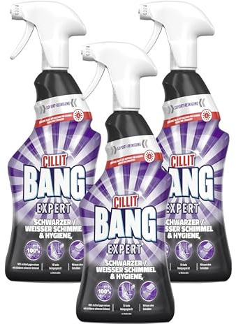 CILLIT BANG Expert Schwarze/Weißer Schimmelreiniger und Hygiene – Wirkstoffe natürilchen Ursprungs –3 x 750 ml