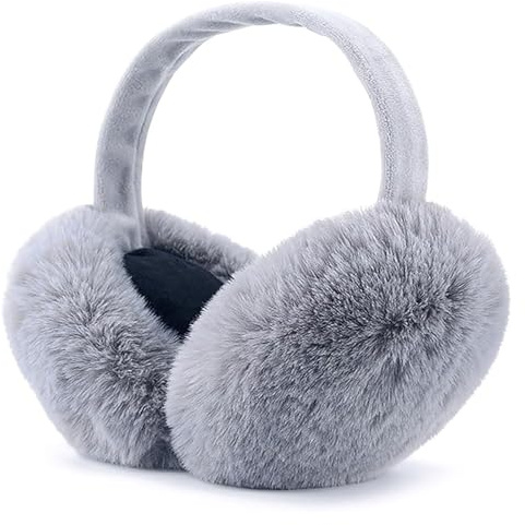 Gfamous Pliable Cache-Oreilles Pour Femmes Fausse Fourrure De Lapin Oreilles Cache Femme Gris Cache Femme Oreilles Pour Rester Au Chaud Et Se Protéger Du Froid En Automne Et En Hiver