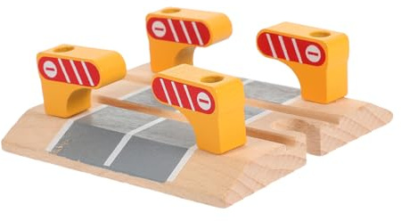 TOBBOMEY Wooden Railway Road Block Model DIY Train Track Barrier Educational Railing Plaything for Enhances Critical Thinking and Motor Skills Compatible with Major Train Accessories