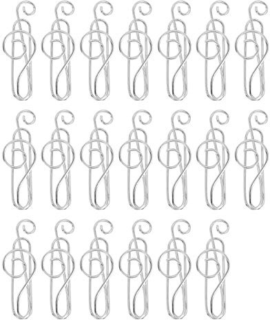 UPALDHOU Ensemble de Trombones en Forme de Musique, Pince/support en Métal Léger de 20 Pièces pour Albums et Calendriers, Organisez Vos Documents avec Style (SILVER)
