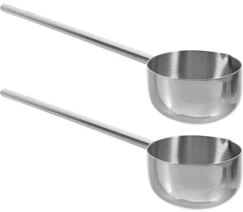 NUOBESTY Lot de 2 Mini-Casseroles en Acier Inoxydable 304 avec Long Manche Louches à Huile pour Cuisson et Service Format Compact Adaptées à Usage Domestique et Professionnel